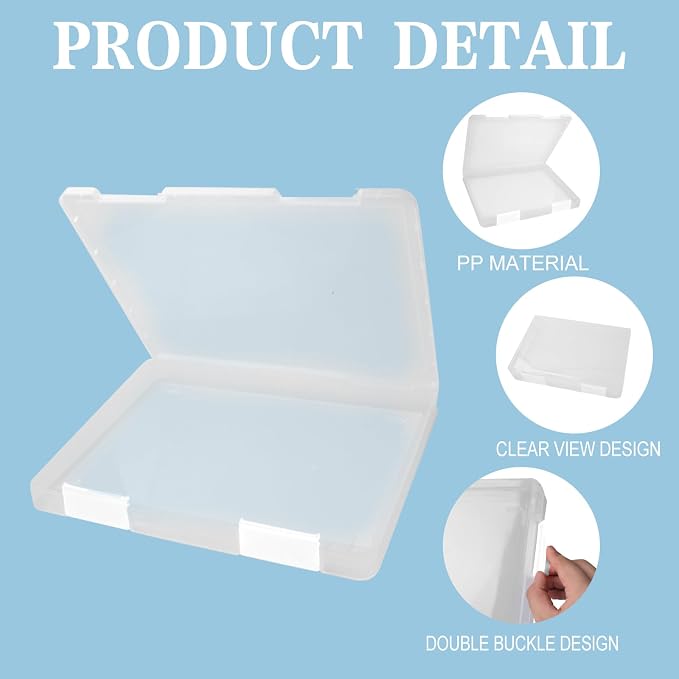 12 Pcs Clear A4 A5 File Box Document Plastic Storage Box with 48 Labels File Holder Organizer Box Paper Plastic Case Magazine Protector with Buckle Office School Supplies(White) - Image 3