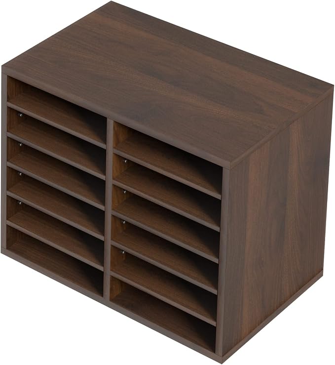 VEVOR Literature Organizers, 12 Compartments Office Mailbox with Adjustable Shelves, Wood Literature Sorter 20.4x12x16.1 inches for Office, Home, Classroom, Mailrooms Organization, EPA Certified Brown - Image 10