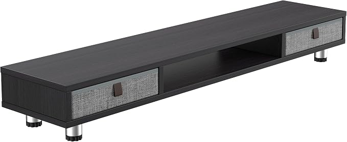 Fenge Dual Monitor Stand, 2-Tier Desk Organizer with Drawers, 42.5in, Black | Storage Fabric Drawer, Ergonomic Height Adjustable, Desk Shelf for Top of Desk, Laptop, PC, TV, Home Office Organization - Image 9