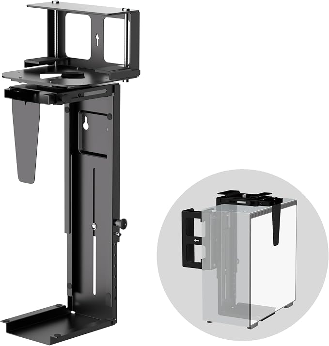Pholiten Under Desk CPU Mount, 3.94" to 11.61" Wide | Universal Desk Leg CPU Mount, Computer Case CPU Hanger Holder, Table Beam CPU Mount Bracket by PholitenMonitorArm