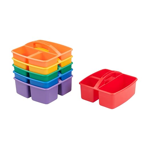 ECR4Kids 3-Compartment Small Plastic Caddy, Multipurpose Organization, Primary, 6-Pack by ECR4Kids