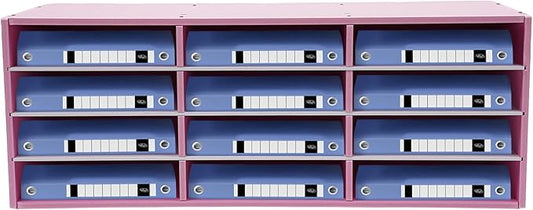 Literature Organizer 12 Slots Desk File Literature Sorter Mailbox Sorter Paper and Mail Organizer Desktop Paper Storage Holder for Home, Office and Classroom (31.46*12.13*11.81in, Pink) by Unknown