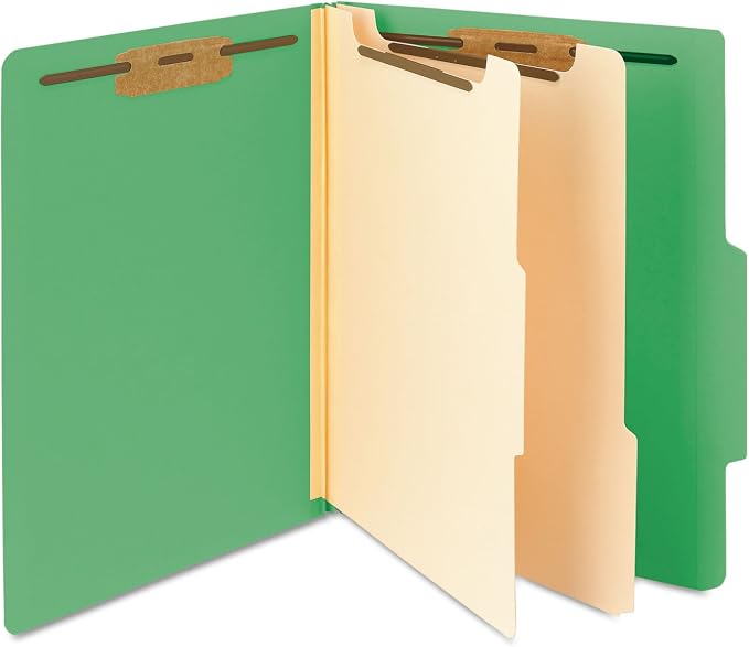 Smead Classification Folder with Prongs, 2 Dividers, 2" Fasteners, Letter Size, for Documents Organization, Durable File Organizer for Home, School or Office, Green (14702) - Image 7