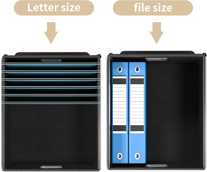 File Organizer Box with Lids, Collapsible File Folder Organizer | File Box with Plastic Slides for Office Document Storage, Filing Bin for Letter Size Hanging File Folders (2 Pack, Brown) - Image 3