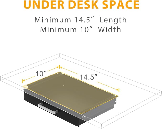 Gome Under Desk Pull-Out Drawer - Storage Organizer Office Mounted, Easy Slide-Out Pencil Drawer for Saving Space, Under Flat-Top Desk Storage Ideal for Sit-Stand Workstation - Image 8