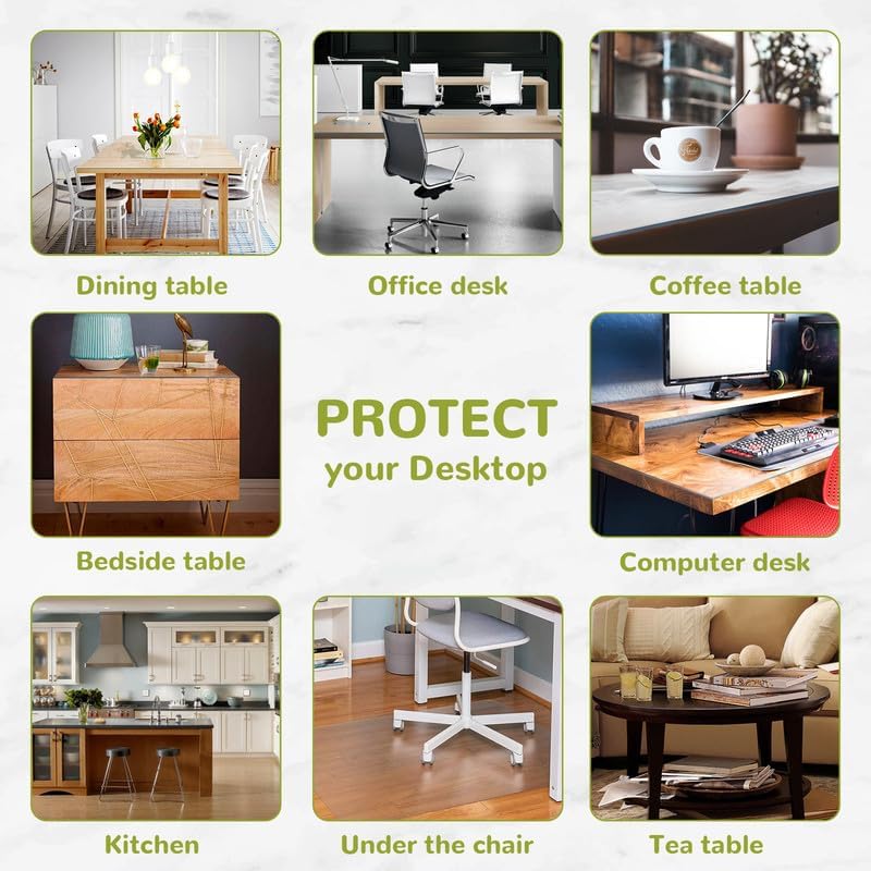 43 x 95 Inch Clear Table Cover Protector, 2mm Thick Clear Table Protector for Dining Room Table, Plastic Table Cover, Waterproof Table Pad for Kitchen, Office - Image 6