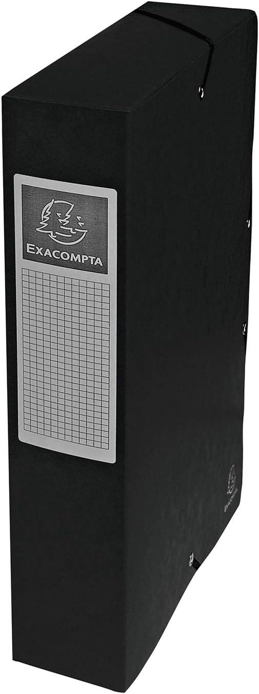 Exacompta - Ref 50601E - Pressboard Filing Box - 250 x 330mm in Size, Suitable for Holding A4 Documents, 6cm Spine, 600gsm Genuine Pressboard, Spine Label - Black by +Office+Supplies