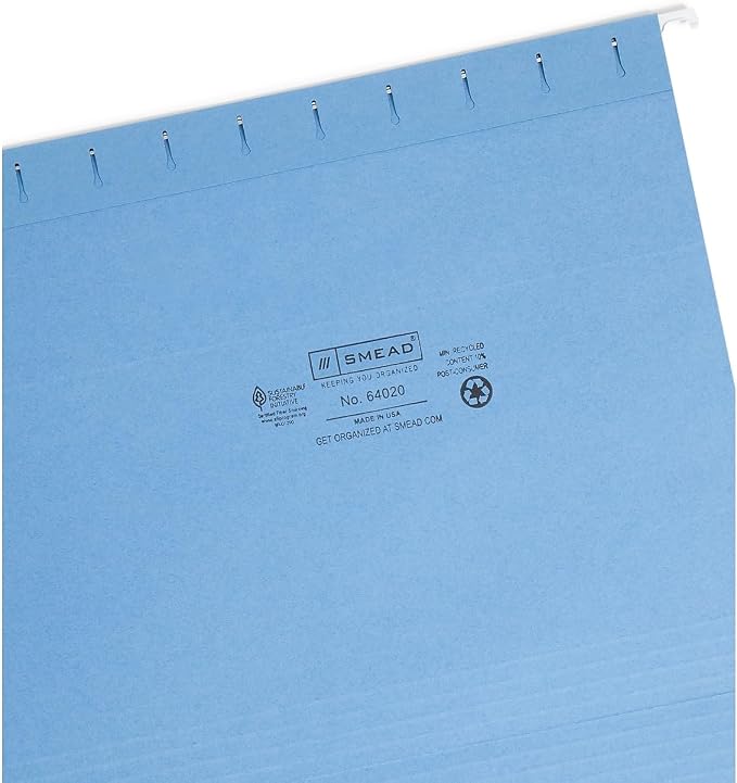 Smead Hanging File Folder with Tab, 1/3-Cut Adjustable Tab, Letter Size, Assorted Colors, 25 per Box (64020) - Image 3