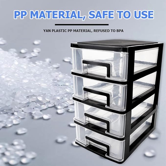 4 Tier Plastic Drawer Organizer Storage Box for Desk, Cosmetics, Jewelry, Office Supplies, Home Organization (8.46" x 5.9" x 9.84") - Image 5
