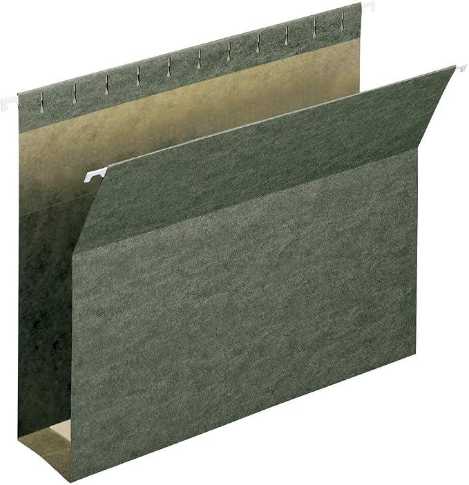Smead Supplies Extra Capacity Hanging File Folders, 25 Reinforced Hang Folders, Heavy Duty 3 Inch Expansion, Designed for Bulky Files and Charts, Letter Size, Standard Green, 25 Pack (64279) by SMEAD