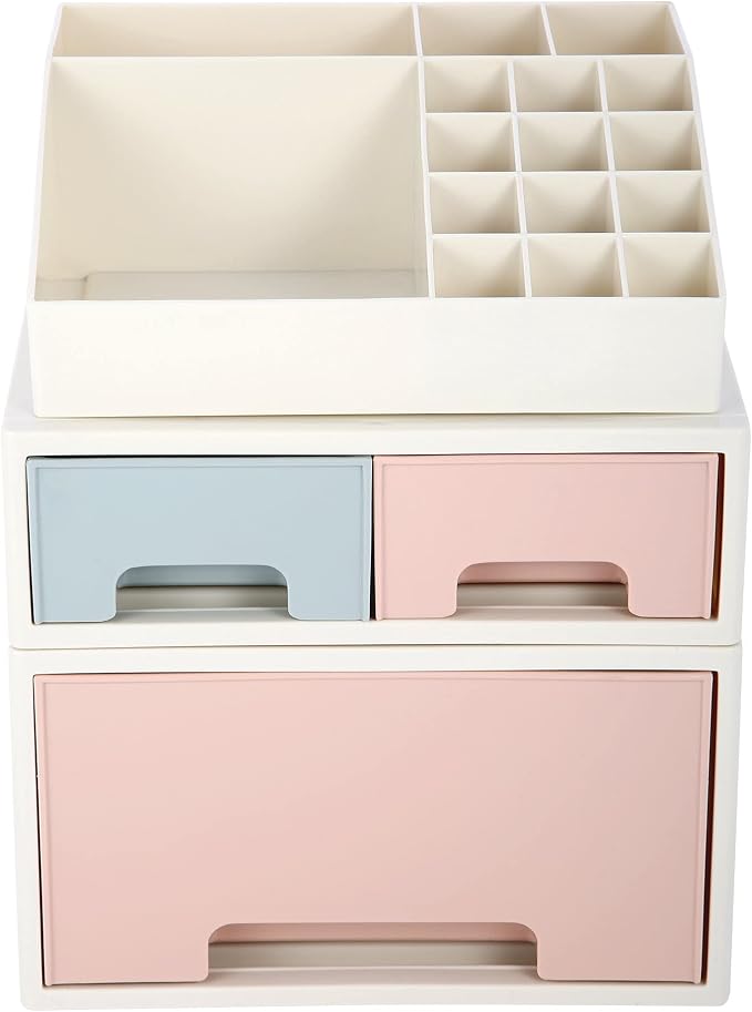 Stationery Organizer Box, Makeup Organizer Set, Pen/Pencil, Remote Control, Office Supplies, Business Card Holder, Free Combination, [TAF-03] w/ 3 Drawers + 16 Slots by ROSELIFE