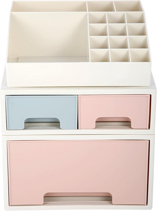 Stationery Organizer Box, Makeup Organizer Set, Pen/Pencil, Remote Control, Office Supplies, Business Card Holder, Free Combination, [TAF-03] w/ 3 Drawers + 16 Slots by ROSELIFE