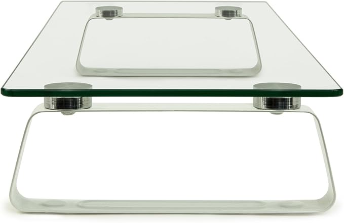 Mount-It! Glass Monitor & Laptop Riser Stand, 22", 44 lbs | Clear flat screen display stand with desktop shelf and organizer, glass and aluminum construction. - Image 8