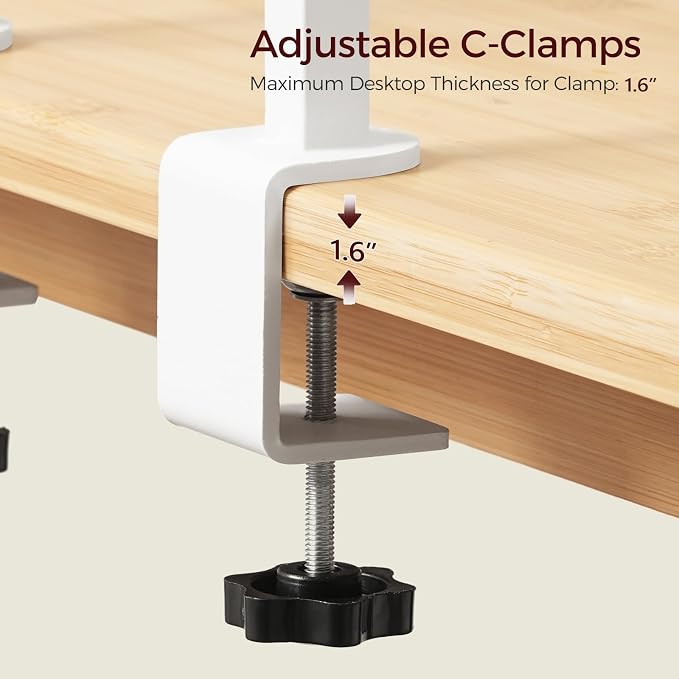 MAHANCRIS Clamp on Desk Corner Organizer, 3-Tier Desktop Shelf, Adjustable Desk Corner Storage Shelf with Metal Frame, for Office, Game Room,White DSWT5501 - Image 4