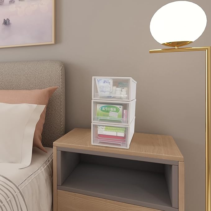 6 Quart Plastic Stacking Storage Drawer Unit, 3 Packs - Image 6