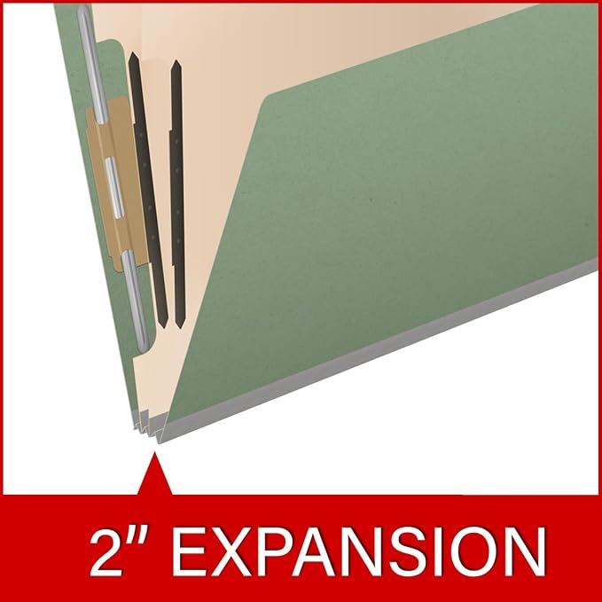Pressboard Classification Folders, Full Cut End Tab, Letter Size, 2 Dividers, Green (Box of 10) - Image 7