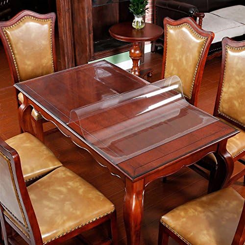 Clear Table Protector Wood Furniture Clear Plastic Tablecloths Wipeable Protective Desk Cover PVC Vinyl Dining Tabletop Protection Pad Mat Easy Clean Heat Water Resistant Table Mats 42 x 86 Inch - Image 2