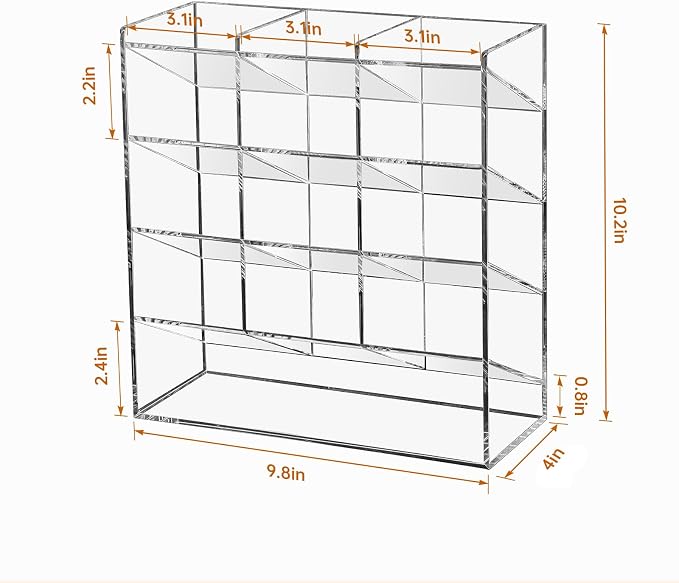 BEYGORM Acrylic Vertical Marker Organizer for 150 Markers, Desk Orgaizer | 13 Compartments Clear Angled Pen & Pencil Holder, Large Stationery & Art Supply Storage for School (10.2 x 9.8 x 4 Inch) - Image 6