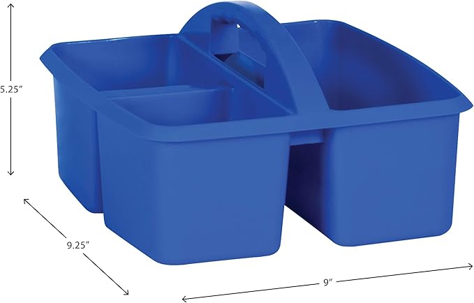 Teacher Created Resources Assorted Primary Colors Portable Plastic Storage Caddy 6-Pack for Classrooms, Kids Room, and Office Organization, (Blue, Green, Orange, Purple, Red and Yellow) 3 Compartment - Image 2