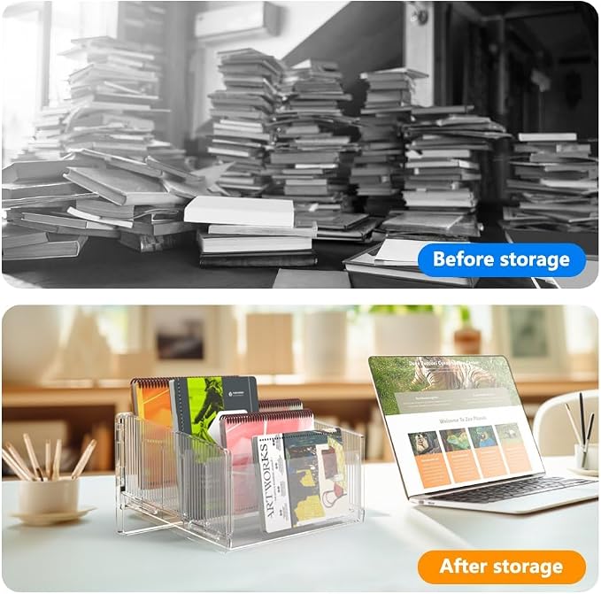 File Sorter Organizer, 5 Sections Acrylic Letter Tray 2 Pack | Desk Mail Organizer Letter Holder for Envelopes, Mail, Electronics - Image 3