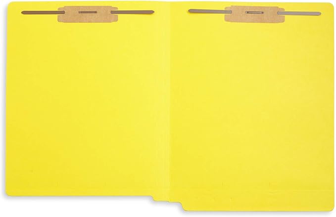 Blue Summit Supplies 50 Yellow End Tab Fastener File Folders, Letter Size | Durable 11pt yellow paper, straight cut end tabs, 2 prong fasteners, medical files, receipts, office reports - Image 6