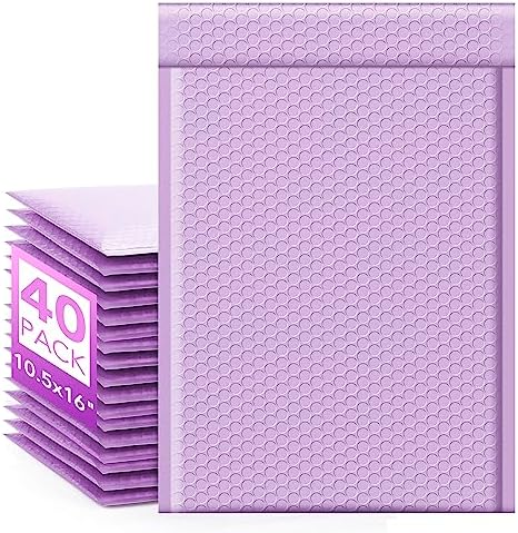 Fuxury Large Bubble Mailers 10.5x16" 40 Pack Self Seal Padded Envelopes by Fuxury