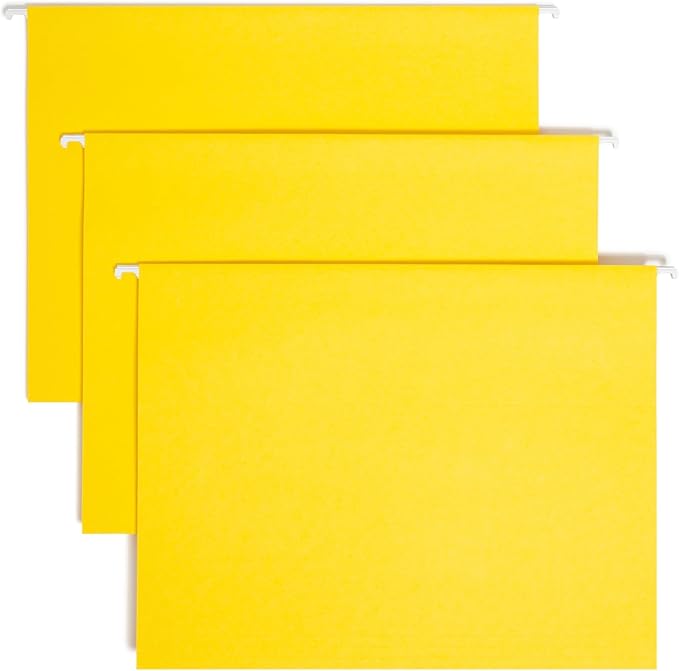 Smead Standard Hanging File Folders, 25 Count, Yellow, 1/5-Cut Adjustable Tabs, Letter Size (64069) by SMEAD