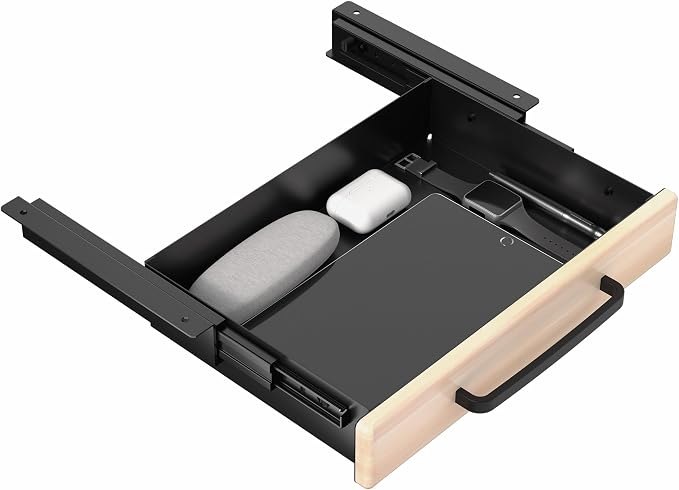 VIVO Light Wood 13 x 9 inch Under Desk Storage Drawer, DESK-DR1H-C | Sliding Steel Pull-out Drawer for Office Desk, Pull Handle, Storage Organizer for Sit Stand Workstation, Holds 11 lbs by Unknown
