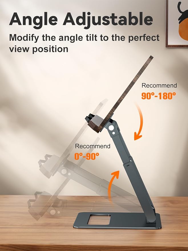 Tounee Book Stand, Telescopic Book Holder Stand, Adjustable Height Pull Out Design Ergonomic Cookbook Stand with Elastic Page Clips Fits All Books (Gray) - Image 3