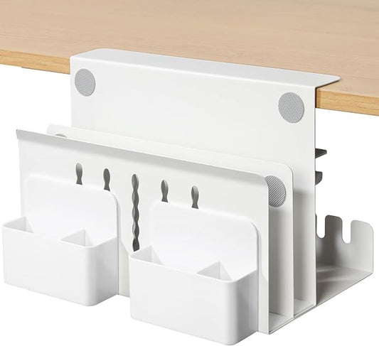 MAXECHO Desk Side Storage, Under Desk Laptop Mount, Table Side Hanging File Organizer, No Drill Clamp On Cable Management Tray, Laptop Holder with Magnetic Pen Holder for Office and Home, Load 22 Lbs by MAXECHO