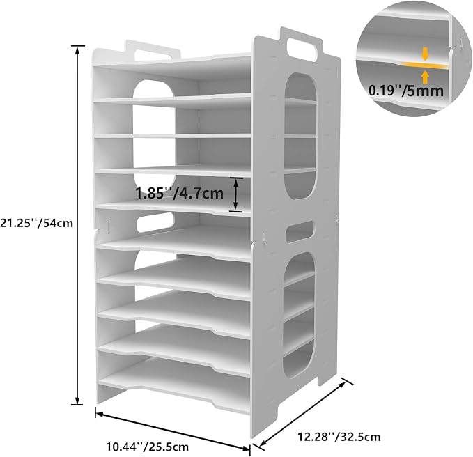 Natwind 10-Tier Office File Organizer For Desk,Paper Sorter,White | Desktop Storage For Office Supplies,Document Storage Rack,Letter Tray For Home,Office,Classroom Document Holder - Image 4