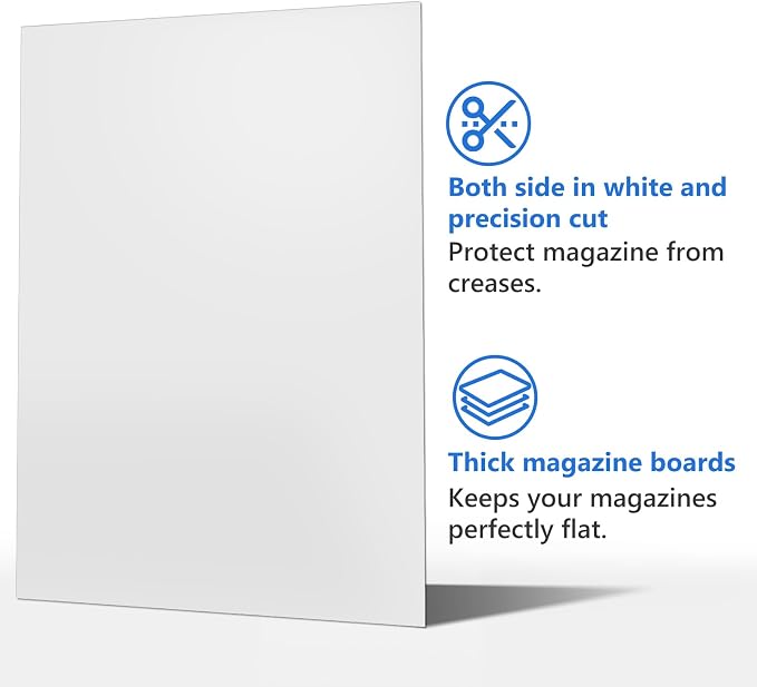 100 Pcs Magazine & Comic Book Protector Sleeves with 100 Backing Boards - Full Archival Set, Acid-Free Plastic Sleeves & Hard Boards for Collectors (28x36cm) - Image 4