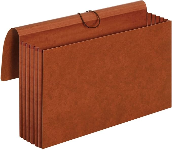 Globe-Weis 100% Recycled File Wallets, 5.25-Inch Expansion, Elastic Cord Closure, Legal Size, Brown, 10-Count (73376R) by Pendaflex