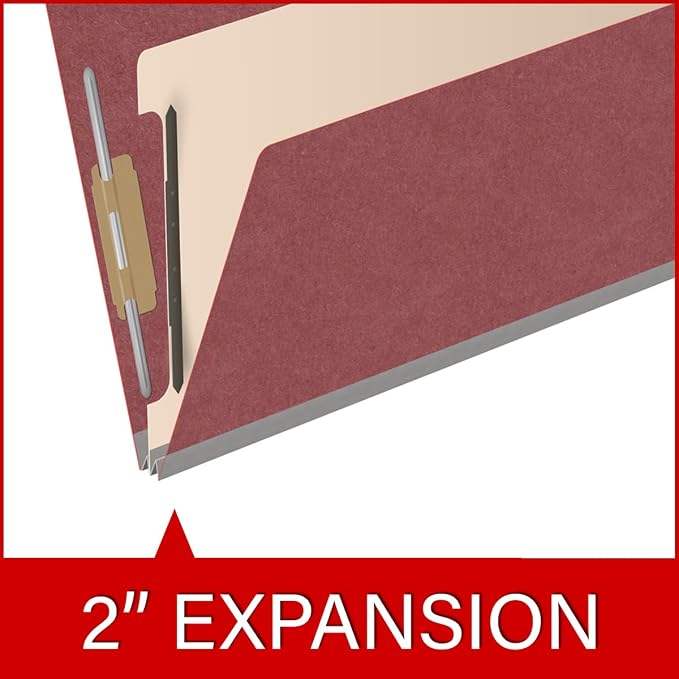 Ecom Folders Top Tab Pressboard Classification Folders | Legal Size 25 Pt Stock with 1 Divider | 2/5 Cut ROC Tab for Medical & Office Filing | 4 Filing Sections | Dark Red, Box of 10 - Image 7
