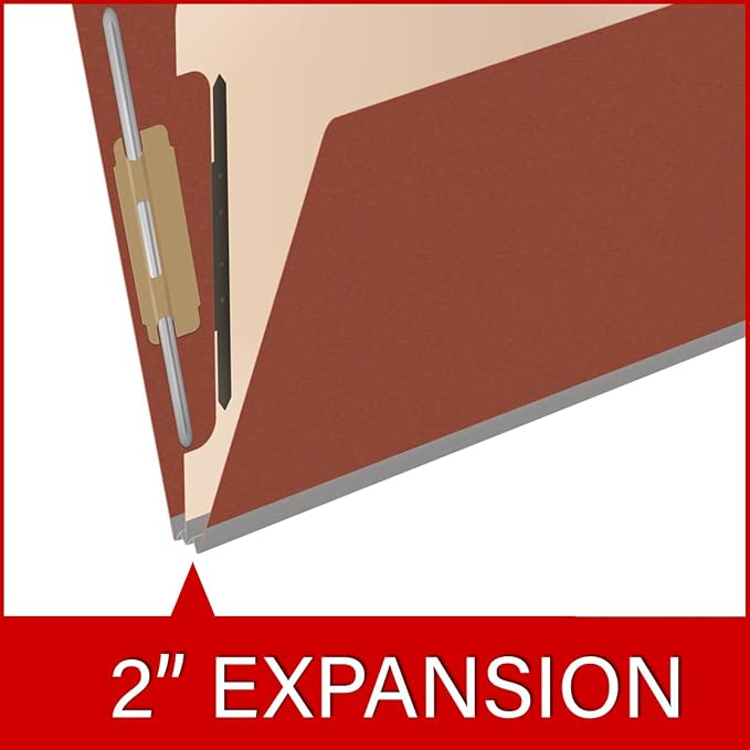 25 Pt. Pressboard Classification Folders, Full Cut End Tab, Letter Size, 1 Divider, Brick Red (Box of 10) - Image 7