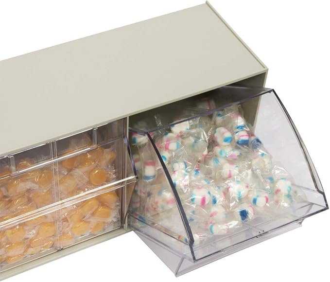 Akro-Mils TiltView Plastic Storage Cabinet with 3 Tilt Out Bins, Horizontal Plastic Parts Organizer, Teacher Toolbox, and Office Supply Organizer, 23-5/8" W x 9-7/16" H x 7-7/8" D, Stone - Image 8