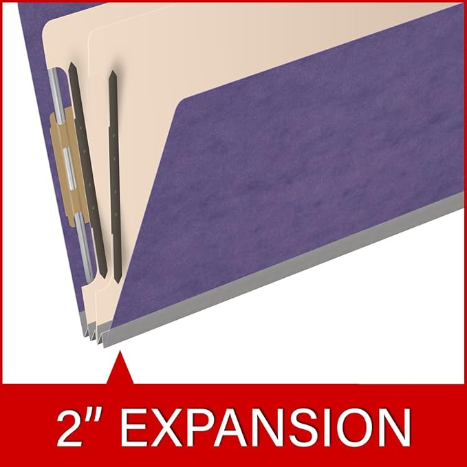 25 Pt. Pressboard Classification Folders, 2/5 Cut ROC Top Tab, Legal Size, 2 Dividers, Purple (Box of 10) - Image 7