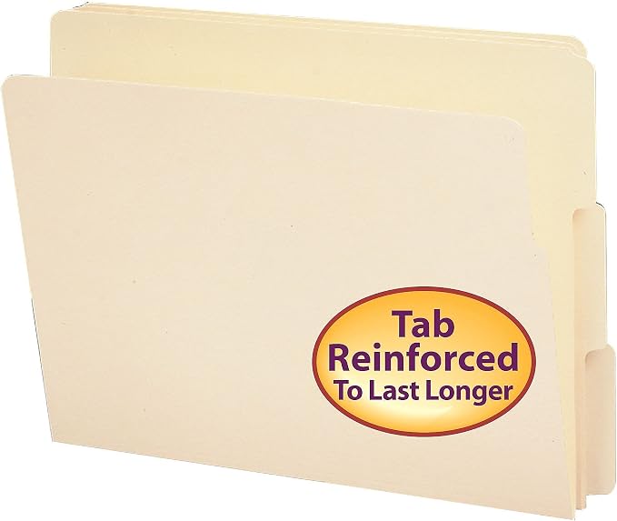 Smead End Tab File Folder, Shelf-Master Reinforced 1/3-Cut Tab, Letter Size, Manila, 100 per Box (24134) | Premium manila stock, double-thick reinforced tab, embossed labeling lines, for medical, dental, and office shelf filing - Image 6