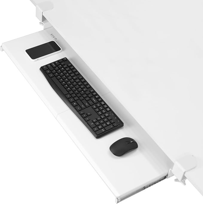 VIVO White Extra Large 34 x 11 in Under Desk Keyboard Tray, MOUNT-KB15EW | Keyboard Tray for Typing, Slide Out Platform, Extra Sturdy C-Clamp Mount System, Computer Drawer, Black Frame by Unknown