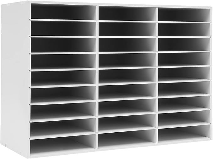 Literature Organizer, Desktop File Sorter Mail Center, Paper Storage Cabinet with 27 Slots Compartments, Classroom Mailbox for Home School Office (27 Slots White) by MhdunueSK