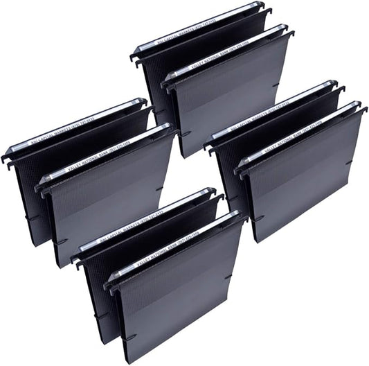 Ultimate Office MagniFile 1/2" Box-Bottom Hanging File Folders, Set 8 Black | Extra-capacity letter size + bungee for bulky files. 11" Magnified Lens DOUBLES The Size of File Titles to FIND FILES FAST. by UltimateOffice