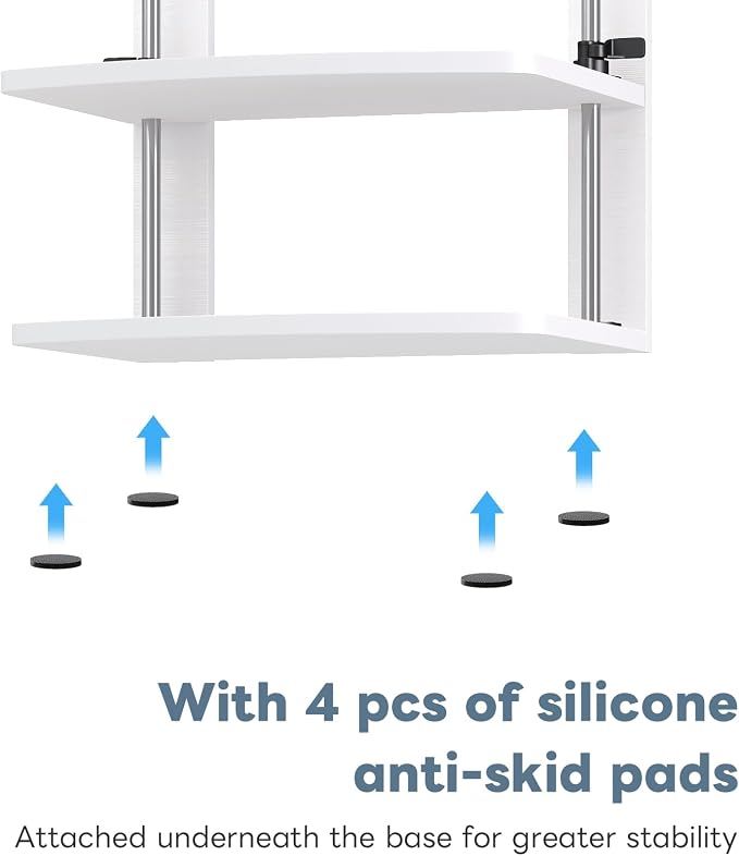 15.6 14 13.3 Inch Laptop Computer Monitor Stand Riser for Reduced Neck Strain, Adjustable Height Desk Shelf Organizer Monitor Riser Stand for PC Monitor Laptop - Withe - Wood Grain, MR01-L - Image 7