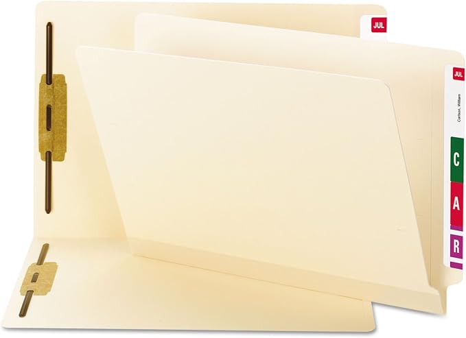 Smead TUFF® Laminated End Tab Fastener File Folder, Shelf-Master® Reinforced Straight-Cut Tab, 2 Fasteners, Letter Size, Manila, 50 per Box (34105) - Image 4