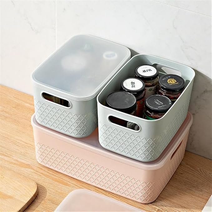 Lidded Storage Bin Organizer | Storage Organizing Container, 4 Liter, Set of 6, Mint - Image 9