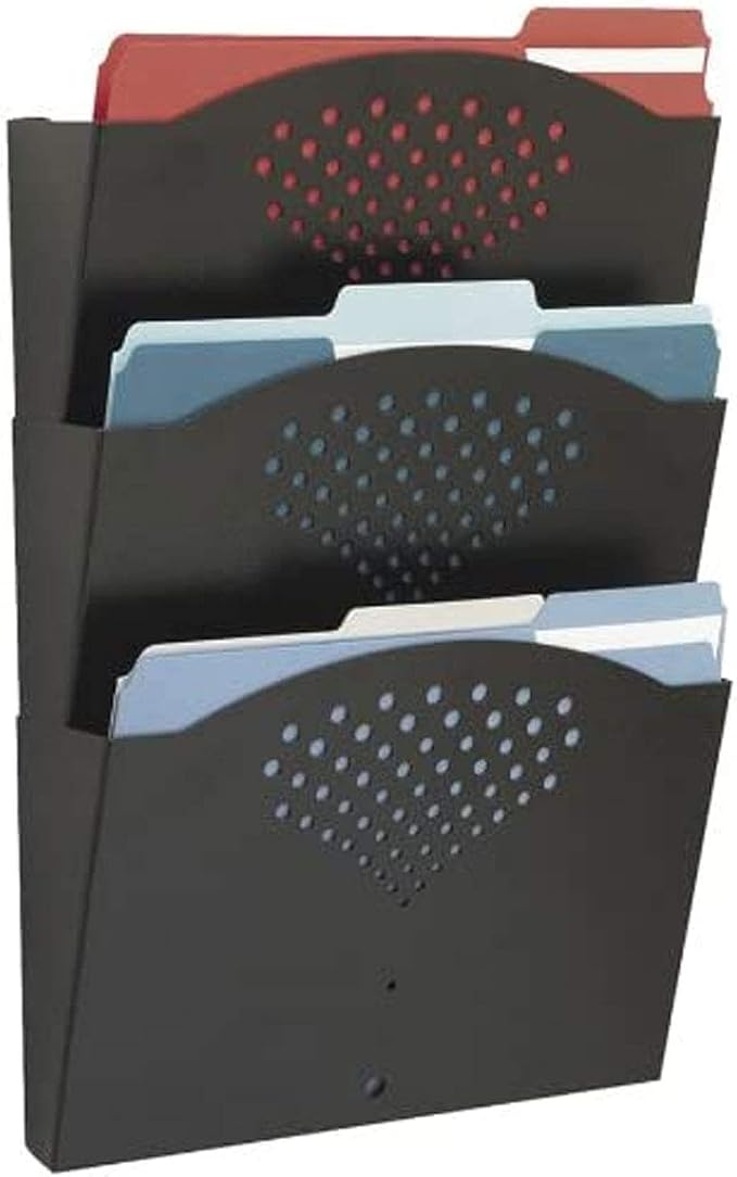 Safco Steel Three Pocket Letter Size Flush Mount Wall Rack 3172BL, Black Powder Coat Finish, Durable Commercial-Steel Construction by SafcoProducts