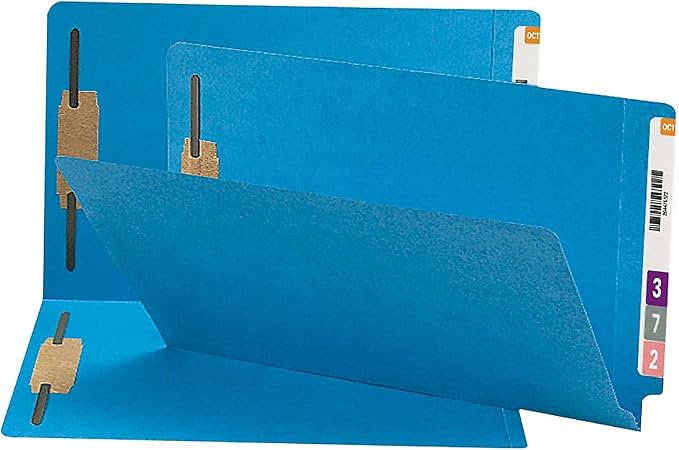 Smead End Tab Fastener File Folder, Shelf-Master® Reinforced Straight-Cut Tab, 2 Fasteners, Legal Size, Blue, 50 per Box (28040) - Image 2