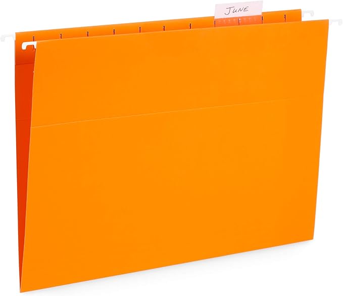 Blue Summit Hanging File Folders, Letter Size, Orange, Great for Organizing and Easy File Storage, 50 Per Box | Reinforced letter size, 1/5 cut tabs, plastic tabs and inserts included, for filing cabinet, home, and office - Image 8