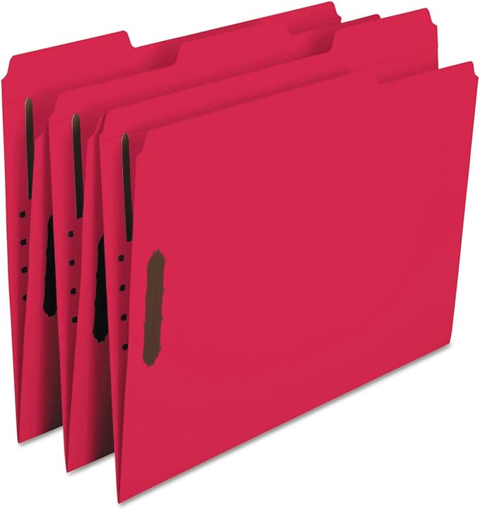 Pendaflex Fastener Folders, 2 Fasteners, Letter Size, Red, 1/3 Cut Tabs in Left, Right, Center Positions, 50 per Box (22740), Specialty - Image 6