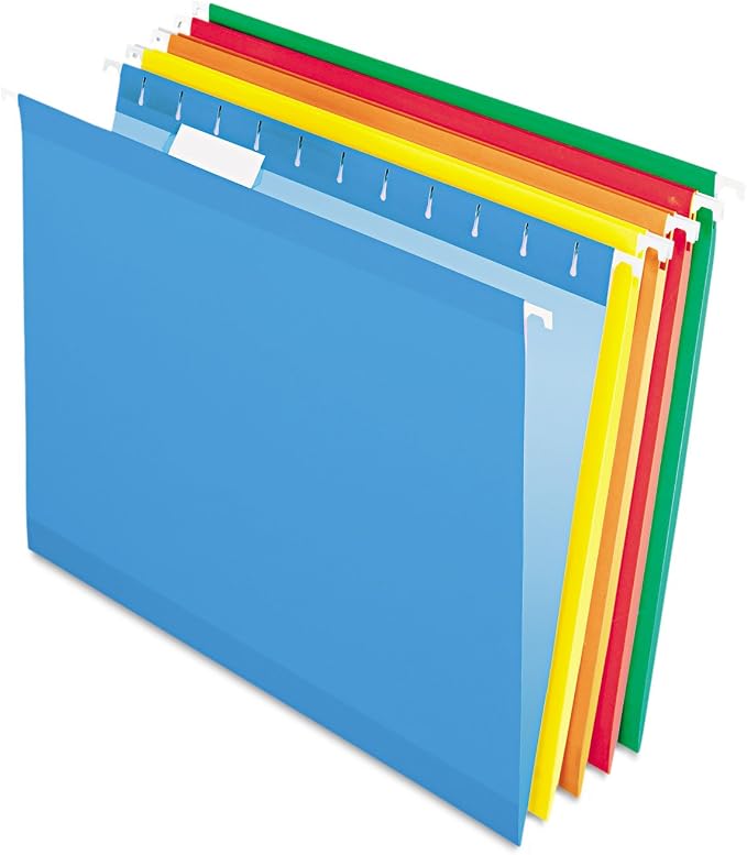 Hanging Folder, Reinforced, Bright Colors, 1/5 Tab, Letter, 25/Box (ESS415215AST) by Pendaflex