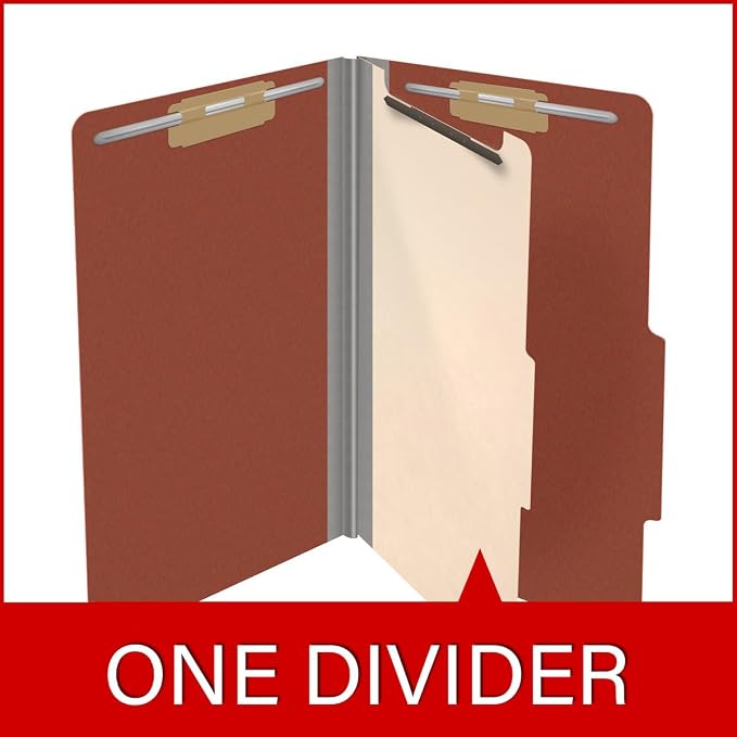 25 Pt. Pressboard Classification Folders, 2/5 Cut ROC Top Tab, Legal Size, 1 Divider, Brick Red (Box of 10) - Image 8